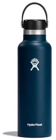 Hydro Flask - Water Bottle 621 ml (21 oz) - Vacuum Insulated Stainless Steel Water Bottle with Leak Proof Flex Cap and Powder Coat - Standard Mouth - Indigo