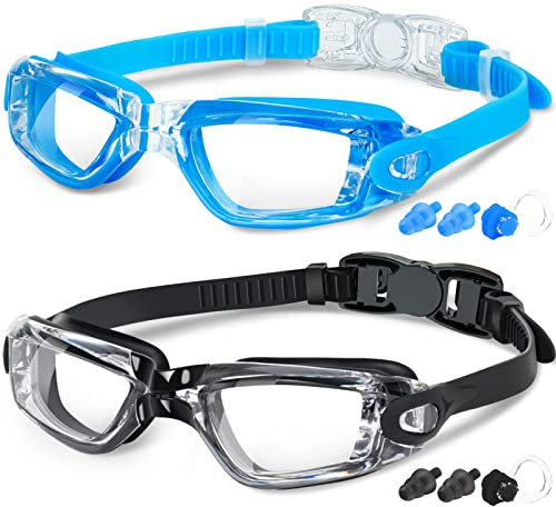 EasYoung Kids Swimming Goggles-2 Pack Swim Goggles Children for Boys Girls Teens age 3-15, Anti-Fog Clear Lens Goggles for Child