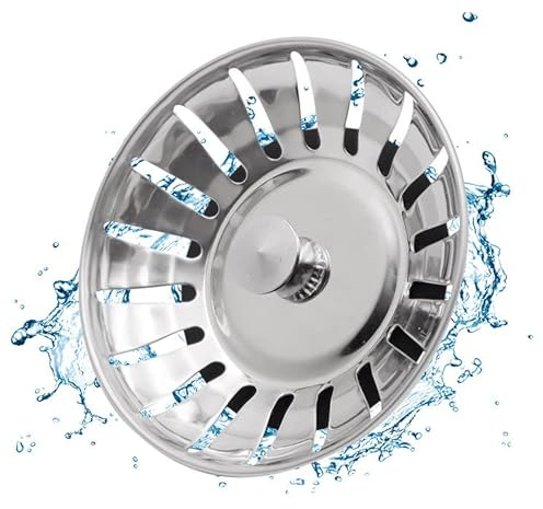 Bevy Designs Kitchen Sink Strainer | Stainless Steel Kitchen Sink Plug Strainer (Sink Strainer - Diameter: 78mm)