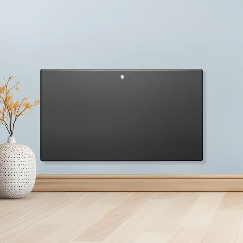 Purus 1200W Grey Electric Radiator Heaters for Home, Bathroom Safe Electric Heater Setback Timer Lot 20 & Advanced Thermostat Control Wall Mounted or Floor Standing Low Energy Panel Heater | 1200W panel heater with 14m² coverage, 5–35°C thermostat, wall or floor use, open-window detection and IP24 rating.