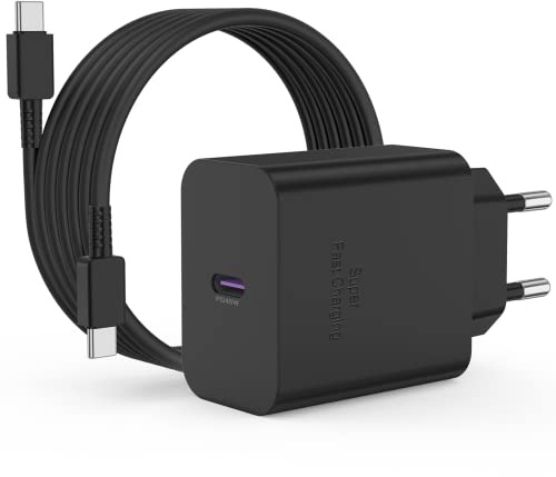 45W für Samsung Ladegerät USB C, 2M USB C Ladekabel mit Netzteil Stecker, Typ C Schnellladegerät Original Adapter für Samsung Galaxy S25/S24 Plus/S23 Ultra/S22+/S21/S20/S10/A53/A13/S10 Ladestecker