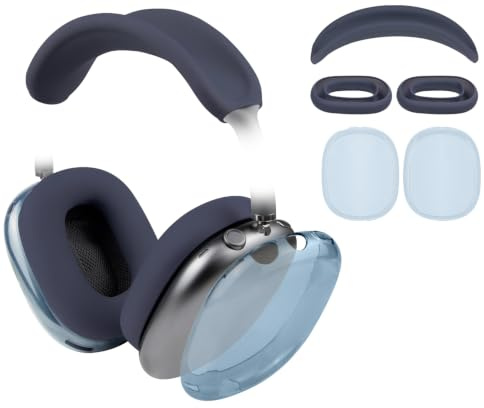 SOULWIT Schutzset für AirPods Max 2/1 (2026/2024/2020, USB-C/Lightning), Kopfband Stirnband Headband Abdeckung + TPU-Schutzhülle + Silikon Ohrpolster Schutz Abdeckung, Schweißresistent, Waschbar