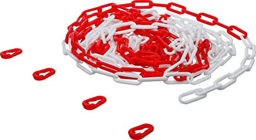 BGS Diy 80816 | Absperrkette | rot/weiß | 4 Karabiner | Kunststoff | 7,5 m