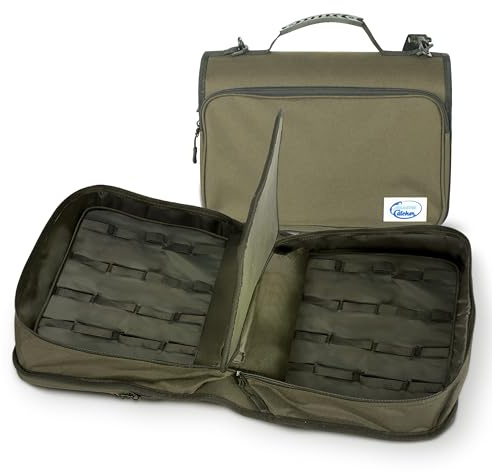 Forellenteig Tasche für 32 Gläser – MasterCatcher® – mehr Kapazität (statt 16–20) – Powerbait / Teiggläser Organizer – wasserabweisend – Designed in Germany