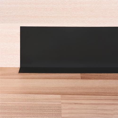 sourcing map Weichsockelleiste Selbstklebend 100 x 25 mm 18 Meter Abschlussleiste PVC Sockelleiste für Küche Badezimmer, Flexible Knickleiste Zuschneidbar, Schwarz
