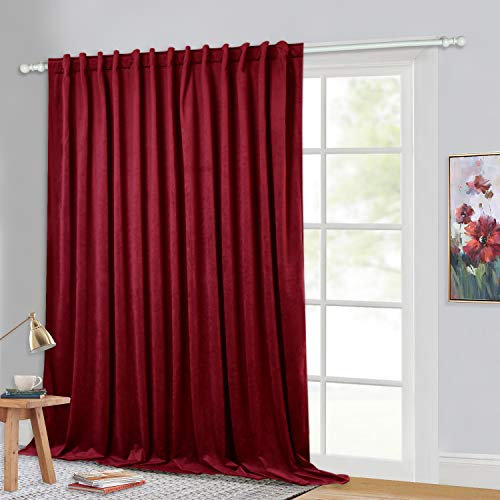 StangH Red Decorative Velvet Curtain Heat& Cold Blocking Backdrop for Living Room, Extra Wide Blackout Curtain with Back Tab for Patio Door Elegant Panel Soundproof for Bedroom, W100 x L102, 1 Panel