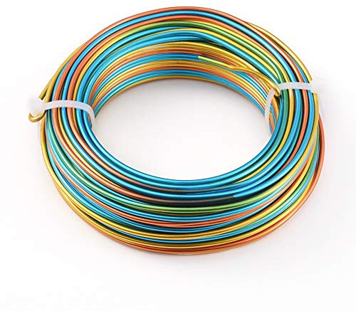 Kupferdraht, Basteldraht, 58 m/Rolle, 2 mm runder Aluminiumdraht, 3/5 Segment, bunter Metalldraht for handgefertigte DIY-Armbänder, Ohrringe, Schmuckherstellung (Farbe: B09, Größe: 2 mm) (Farbe: A13,