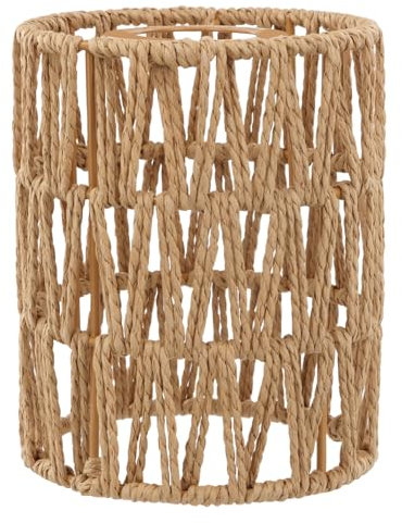 Boho Rattan Lampenschirm - Natürliches Design für Hängelampen & Stehlampen - Pendelleuchtenschirm aus Rattan - Laterne, Tischleuchte, Hängeleuchten, Deckenlampe, Lampenschirm Zubehör mit Ø 12cm (2)