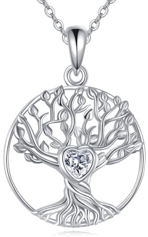 VONALA Lebensbaum Halskette 925 Sterling Silber Keltischer Knoten Familienbaum Herz Anhänger Baum Schmuck Geschenk für Frauen Männer