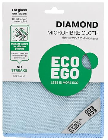 Eco Ego Mikrofasertuch Poliertuch Gläser Reinigungstuch Putztuch Microfasertuch Putzlappen Gläserpoliertuch Fensterputztuch Geschirrtuch Für Glas Scheiben Spiegel Diamond 40 x 40 cm 1 St.