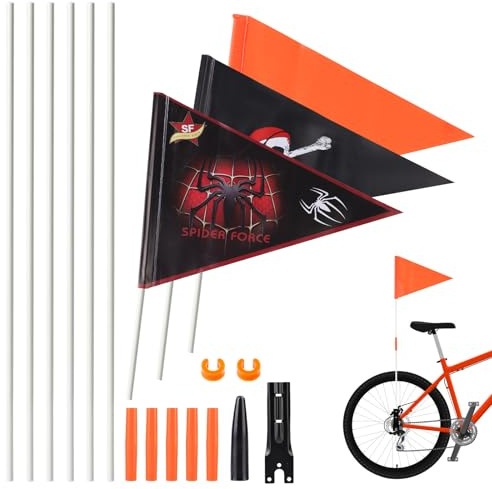 XIHIRCD 3 Stück Fahrrad Sicherheitsflagge, Verstellbar Fahrrad Sicherheit Fahne Reflektierend Wasserdicht Warnflagge für Dreirad Go-Kart ATV