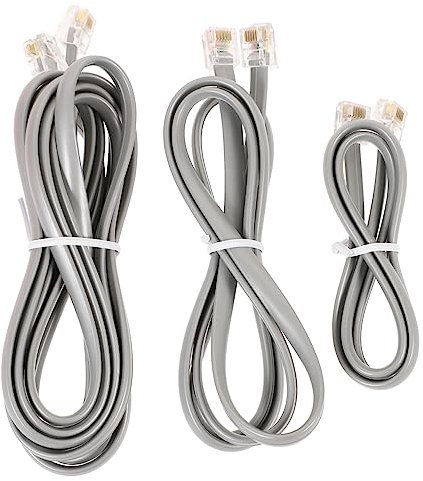 GAROZATION Kit 3 Pezzi Cavi Telefonici Rj12 6p6c 0,5m 1m 2m Cavi Prolunga Per Telefono Fisso Resistente Alla Corrosione e Trascinamento Per Uso Domestico e Ufficio