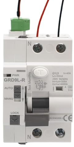 Diferencial Auto Rearmable Superinmunizado 2P 40A 30mA Tipo A - Inc. Cables | 3 intentos de rearme automático, Disyuntor de fácil instalación, detecta corrientes continuas pulsantes, incluye cables