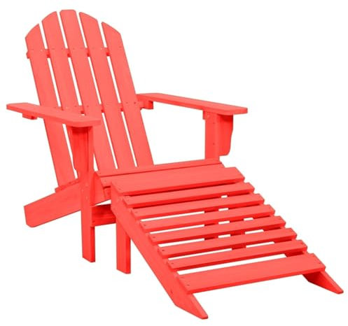 ShGaxin Adirondack-Gartenstuhl mit Fußstütze, Gartensessel, Campingstuhl, Terassenstühle, Gartenmöbel, Balkon Stühle, Balkonstuhl, Hochlehner, Stühle Für Draußen, Massivholz Tanne Rot