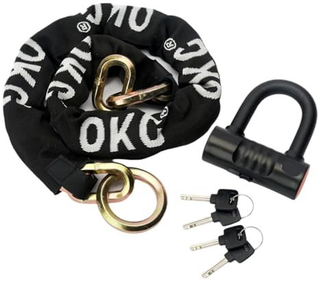 Disco Candado Candado Cadena Seguridad Para Motocicleta Cadena Bloqueo Gruesa Candado Cadena Resistente 4 Llaves 13 Libras 5 Pies X 1/2 Pulgadas (12 Mm)