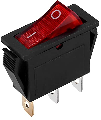 Sessleger Interrupteur à bascule ON OFF bipolaire 28 x 10 mm 250 V 15 A 3 ports Rouge