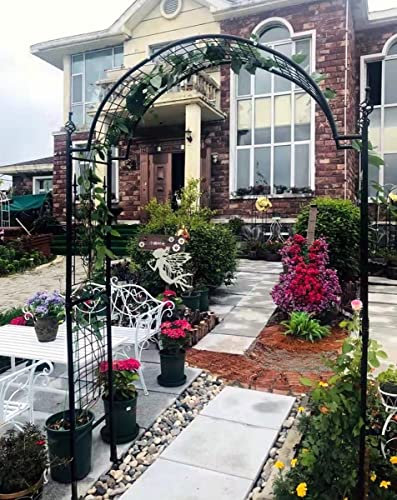 Pergolato da giardino in metallo con estremità affilate, antiruggine, per terrazza, ingresso, patio, cortile, nero, 130 x 230 x 40 cm