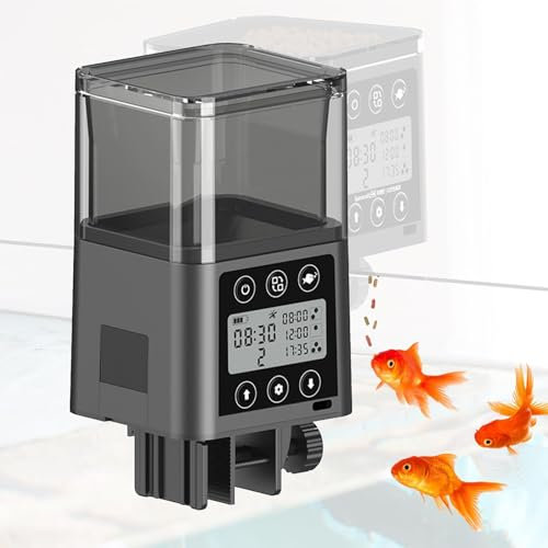 Automatic Fish Feeder, USB Rechargeable, Fish Feeder Automatic Dispenser, with LCD Display, Aquarium Fish Tank Smart Timing Food Dispenser, Electric Fish Feeder for Vacation Weekend Holida 320ml