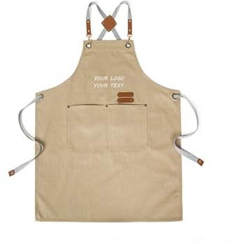 Xtyggoi Delantales Personalizados para Hombres Mujeres Bordado Nombre Texto Delantal Trabajo Cocina Cocina Algodón Lienzo Delantales con Bolsillos
