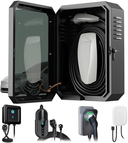 YONZEE Wall Charger Station Box for Tesla Model Y Juniper 3 S X, Electric Vehicle Car Charging Cover Protector Box for Most EV