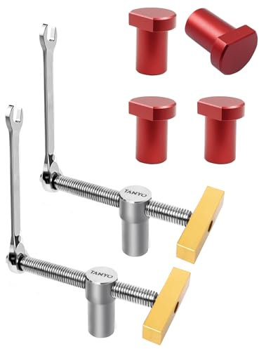 TANYO 2 Pezzi Morsa da Banco da Lavoro Legno, Morsetto Legno Morsetti per Cani da Banco,Morsa da Professionale Falegname Con 4 Fori per Cani Strettoio da Falegname (20mm)