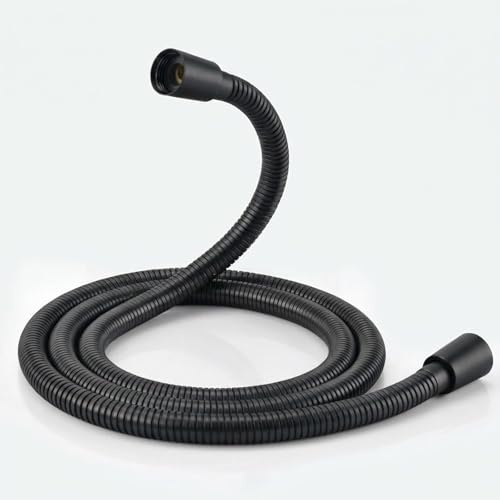 Dicker Brauseschlauch Duschschlauch mit Messingeinsatz und Mutter，schwarz Brauseschlauch, 175 cm