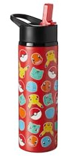 Pokemon Character Faces Bouteille d'eau sous licence officielle en acier inoxydable 750 ml – Bouteille d'eau étanche et isolée pour boissons chaudes et froides