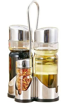 Seasoning Bottle Set, Multi Purpose Oil Vinegar Salt Shakers with Stainless Steel, Suitable for Kitchen, Restaurant, Bar