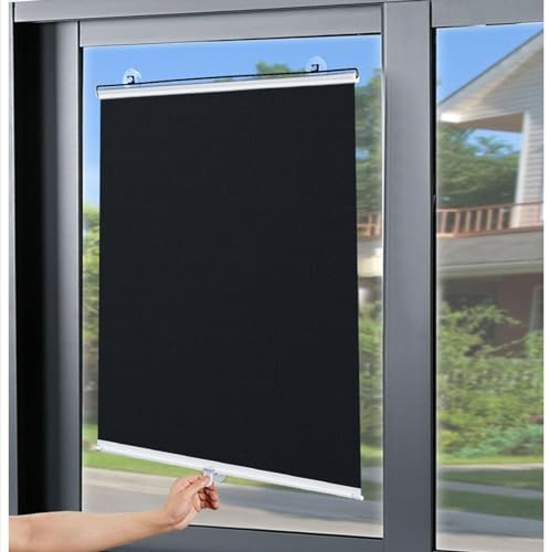 Sunshade Roll Up Blinds No Drilling, Suction Cup Blackout Roller Blinds, Sunscreen Thermal Window Roller Shades, 30/45/50/65/70cm Blackout Curtains,Black-65x100cm/26 * 39in