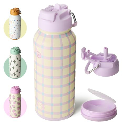 BOTTLE BOTTLE Insulated Water Bottle 950ml Stainless Steel with Straw and Pill Box | Stainless Steel,Sport Water Bottle, with Straw Dual-use Lid and Pill Box, Design for Gym,VivaBands
