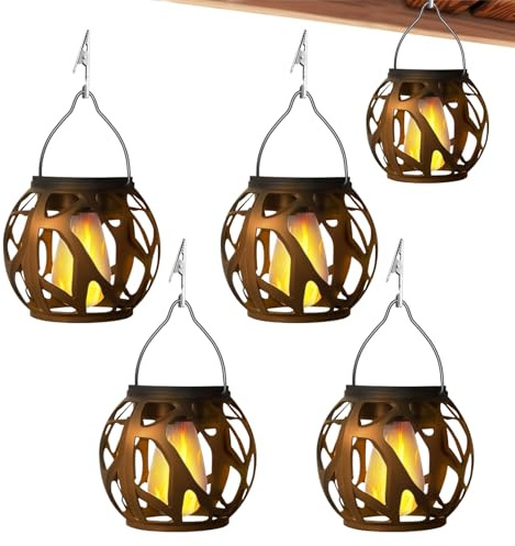 Linterna Solar Colgable - Faroles Solares Impermeables para Exteriores Colgantes - 4 Unidades Decorativas para Valla Terraza Balcón Camping Patio y Árbol