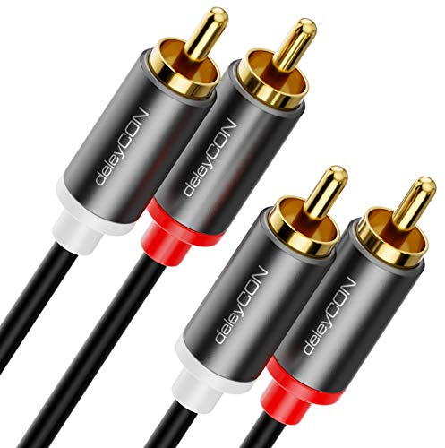 deleyCON 7,5m Cinch RCA HiFi Audio Kabel, vergoldete Metallstecker | Audiokabel für Heimkino, Stereoanlage, Verstärker, HiFi-Receiver und Blu-Ray Player, Extra Dünn & Flexibel