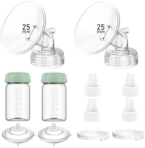 Breast Pump Parts Compatible with Spectra S1/S2/9 Plus/Synergy Gold, Full Set Replacement Parts for Spectra Include 25mm Flange, Duckbill Valve, Backflow Protector, Tubing, Bottle, Not Original Parts