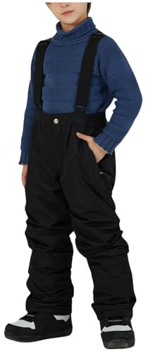 Generisch 2025~ Pantalones de nieve para niños invierno, cálidos, para esquí y snowboard, para niños y niñas, Negro , 13