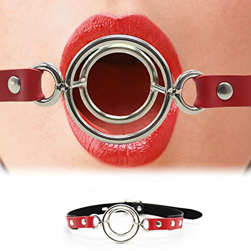 RTNPKLA Bâillon double anneau SM, fellation, gorge profonde, bâillon buccal avec cadenas, for couple, flirt, bâillon buccal BDSM, bondage, jouets sexuels for hommes, femmes et couples