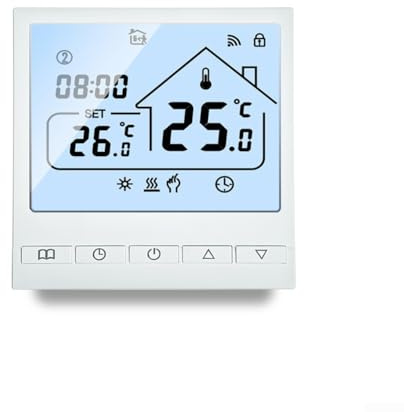 Durashmall Termostato de calefacción por suelo radiante programable WiFi para Tuya Smart Lifes APP Control para Alexa Google Voice 16A/25A Opción 86X86mm Blanco (WiFi 16A)
