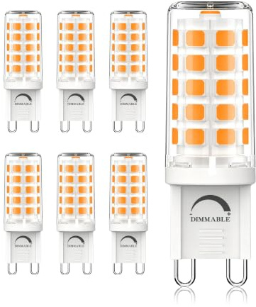 AGELCK Dimmbare G9 LED Lampe Warmweiß 2700K, 3W Leuchtmittel Ersatz für 40W Halogenlampe, AC 220-240V, Kein Flackern, 360° Abstrahlwinkel, Energieeffizienzklasse C, 6er Pack