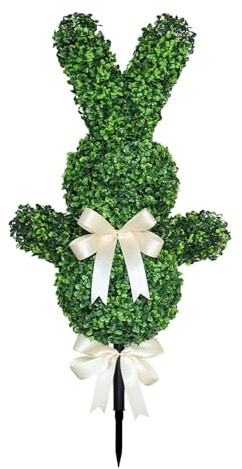 Osterhase Buchsbaum Figur - 90 cm hoch, dekorativer künstlicher Strauch Gartenakzent, Formschnitt Skulptur Ornament Mit Dauerhaftem Dorn, Frühlingsferien Gartendekoration | Charmantes Außendisplay Mit