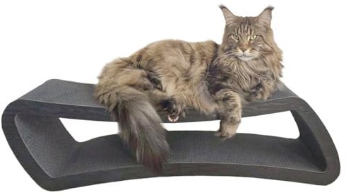 CanadianCat Company | Kratzbrett Eclipse für Katzen - 84 x 24 x 23 cm - doppelseitig nutzbar - stabile Wellpappe - durchgefärbt Schwarz - Kratzmöbel & Liegeplatz