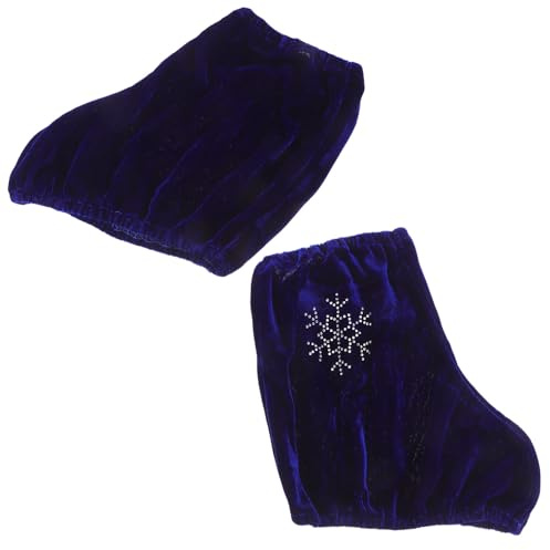 Luxshiny Fundas Protectores para Patines de Patinaje Artístico y Hockey sobre Hielo, Material Elástico Detalles Decorativos, Color Azul, Talla Mediana para Actividades Prolongadas