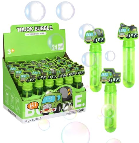 24 pezzi Bolla Giocattolo per Bambini, Bolle di Sapone per Bambini,Bolle di Sapone Giocattolo,Bacchetta Bolle di Sapone per Matrimonio, Compleanno, Feste in Giardino (veicolo da costruzione)