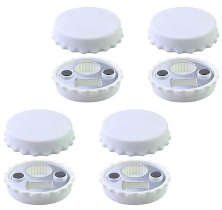 MOBUTOFU Apribottiglie Magnetici per Frigorifero 8 Pezzi Calamite Forti in Acciaio Inox e Plastica Bianca, Decorazione e Fissaggio Foto per Casa e Ufficio