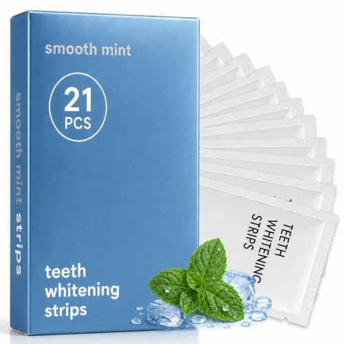 21 Paires (42 Bandes) Blanchissantes Dents,Whitening Strips Saveur Fruits,Blanchiment Des Dents Et Bandes Blanchissantes,Pour Aide À Atténuer Taches De Boissons(Goût de menthe)