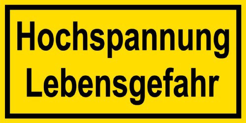 Warnschild aus Aluminium - Hochspannung Lebensgefahr - 20 X 10 cm