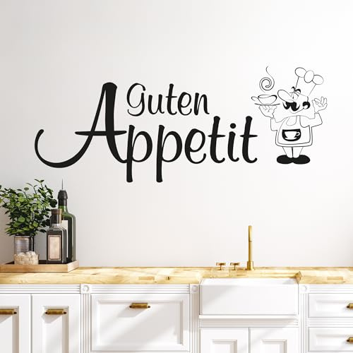 GRAZDesign Wandtattoo Küche Spruch Guten Appetit Koch | Sprüche selbstklebend - 100x40cm / 070 schwarz