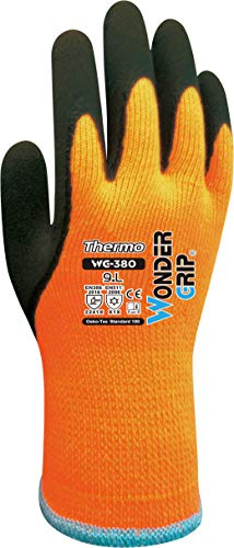 Wonder Grip WG-380 Thermo - Arbeitshandschuhe mit Frostschutz, doppelter Latexbeschichtung, Anti-Rutsch, Schutzhandschuh für sicheres Greifen, gr XL / 10