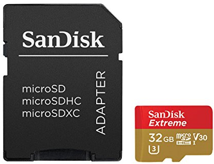 SanDisk Extreme 32 GB microSDHC for Action Sports Cameras Memory Card up to 90 MB/s, Class 10, U3, V30