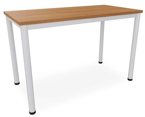 Schreibtisch Verschiedene Größen und Farben, Konferenztisch graues Metallgestell, Stabiler Besprechungstisch Arbeitstisch, Bürotisch hauseigene Fertigung (B: 120 cm x T: 60 cm, Buche)