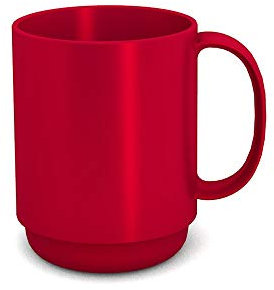 Ornamin Cup with Handle 300 ml red (Model 510) / Reusable Cup Plastic, Coffee Mug