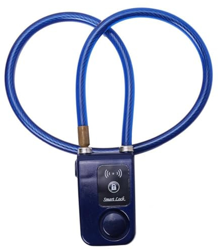 Smart Bluetooth Fahrradschloss Radschloss für Fahrrad Anti Diebstahl 110dB Alarm wasserdichte Schloss Lock für IOS Android Smartphone (Farbe : Blau)